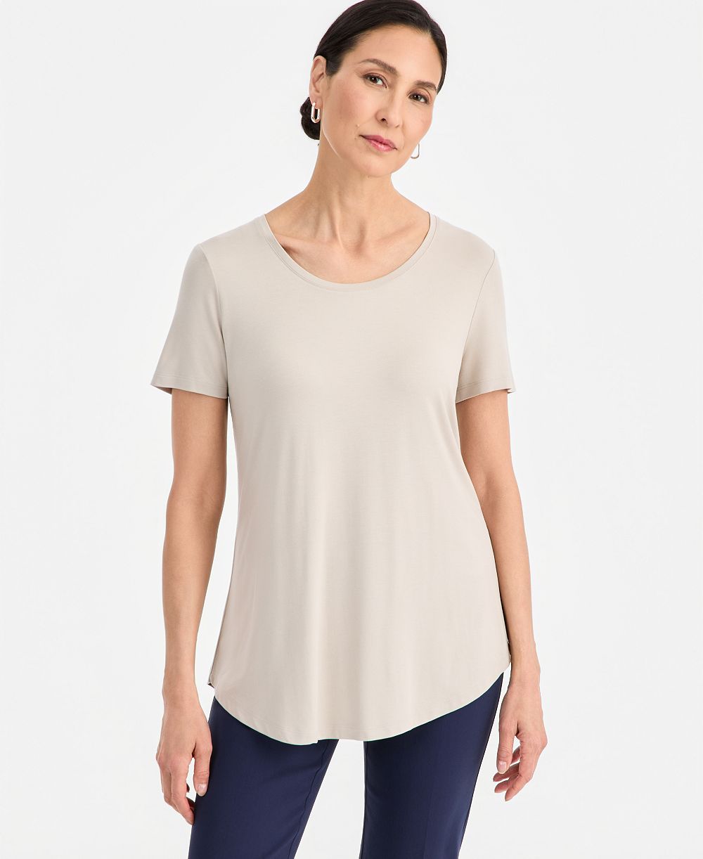 JM Collection Women's Scoop-Neck Short Sleeve Top, Created for Macy's