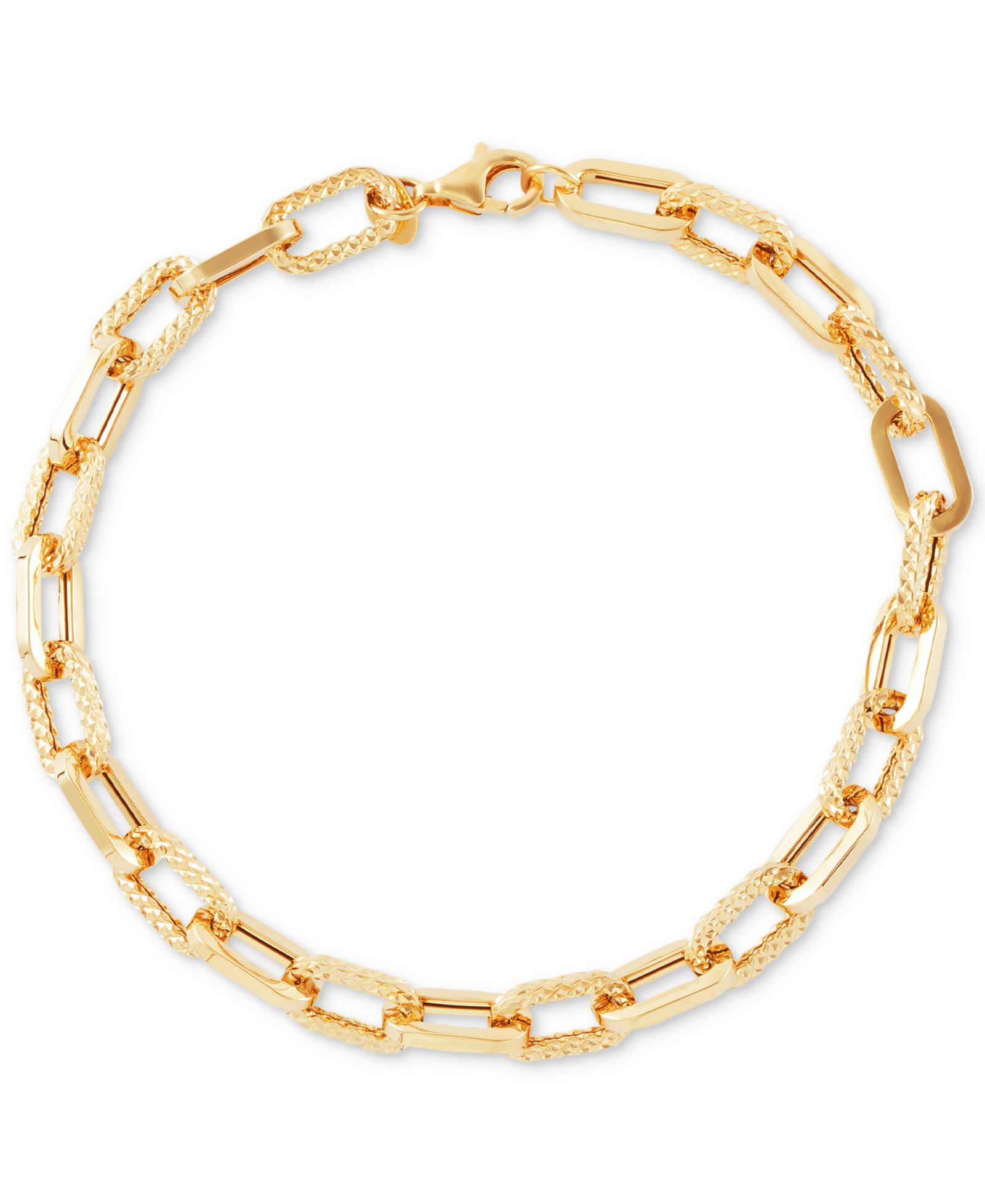 Браслет Italian Gold Lightweight Polished & Textured Large Cable Link 10k Gold
