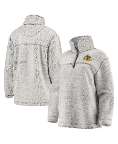 Women's G-III 4Her by Carl Banks Gray Chicago Blackhawks Sherpa Quarter-Zip Pullover Jacket