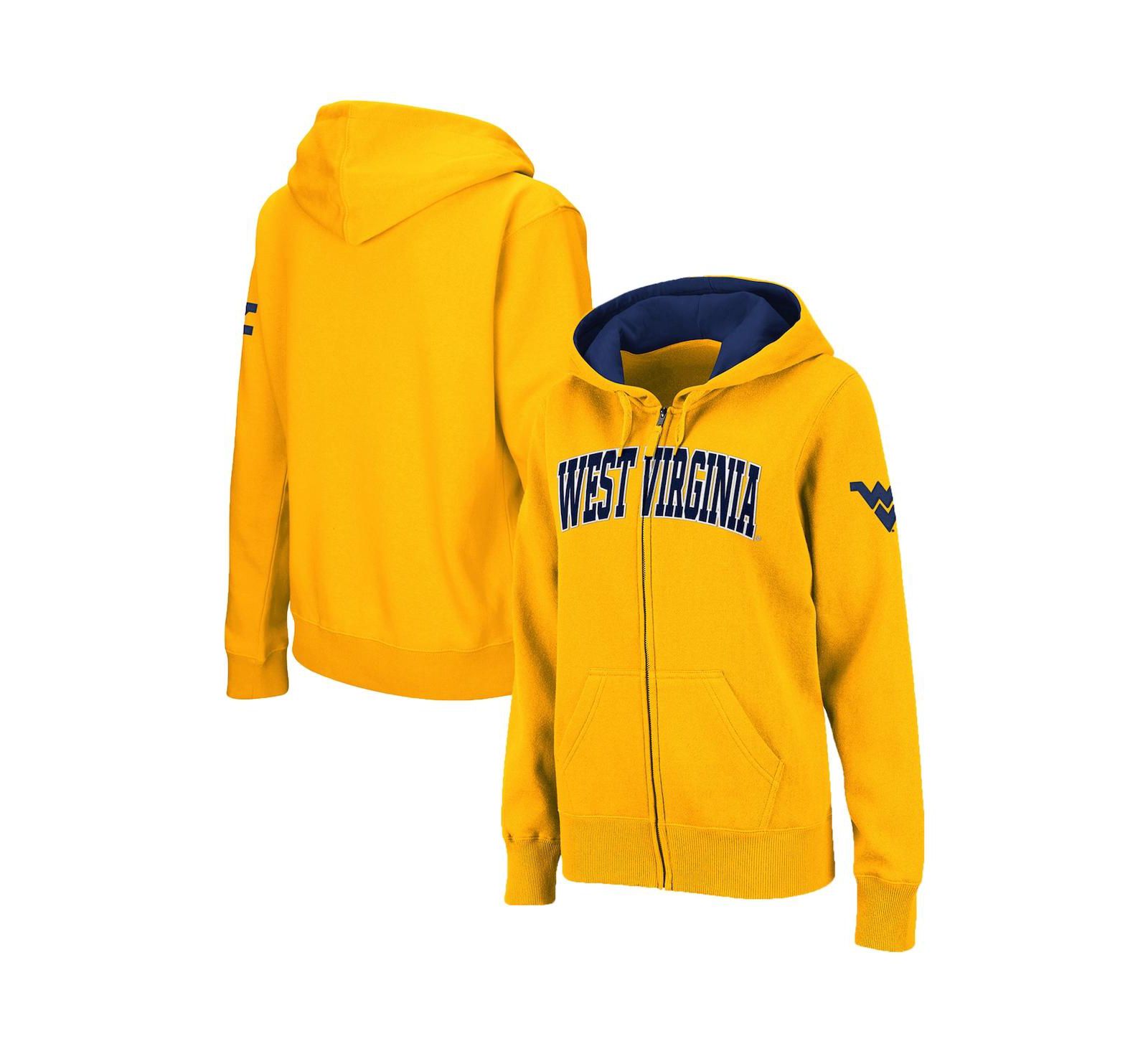 Colosseum Женский худи с молнией West Virginia Mountaineers Arched Name Athletic Gold