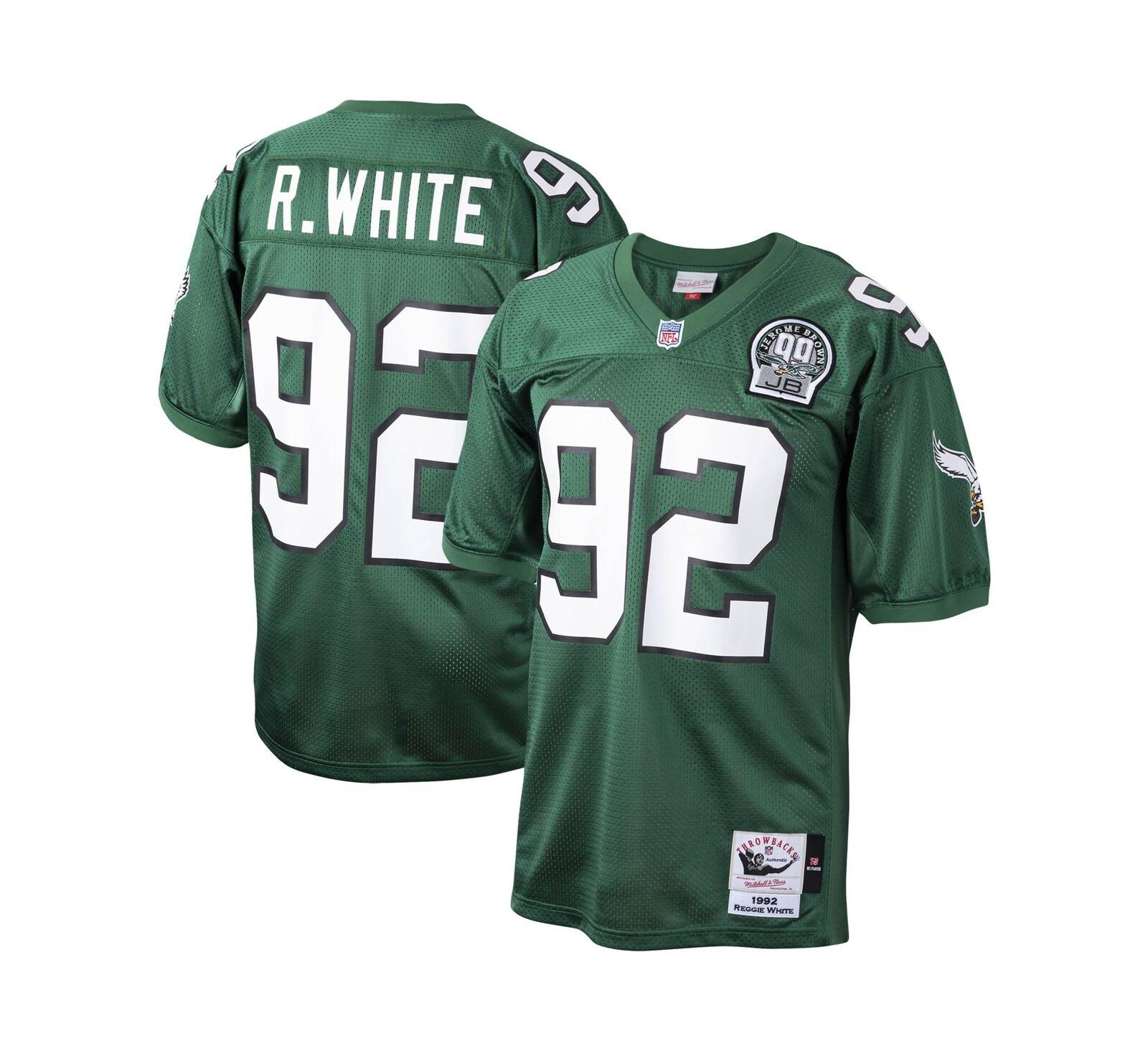 Мужская джерси Mitchell & Ness Reggie White Kelly Green Philadelphia Eagles 1992 Authentic Throwback Retired Player