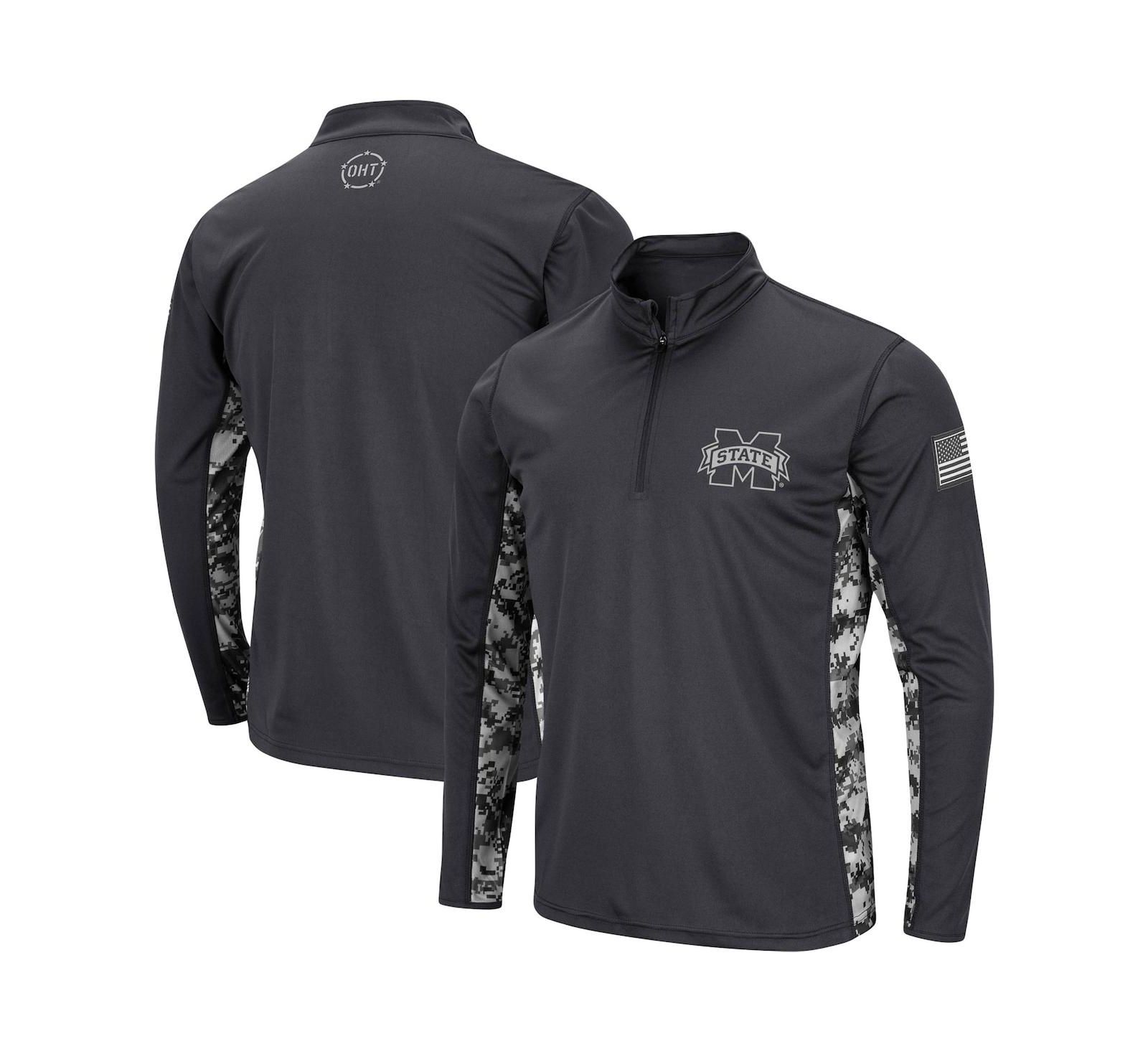 Men's Colosseum Charcoal Mississippi State Bulldogs OHT Military-Inspired Appreciation Digi Camo Quarter-Zip Jacket