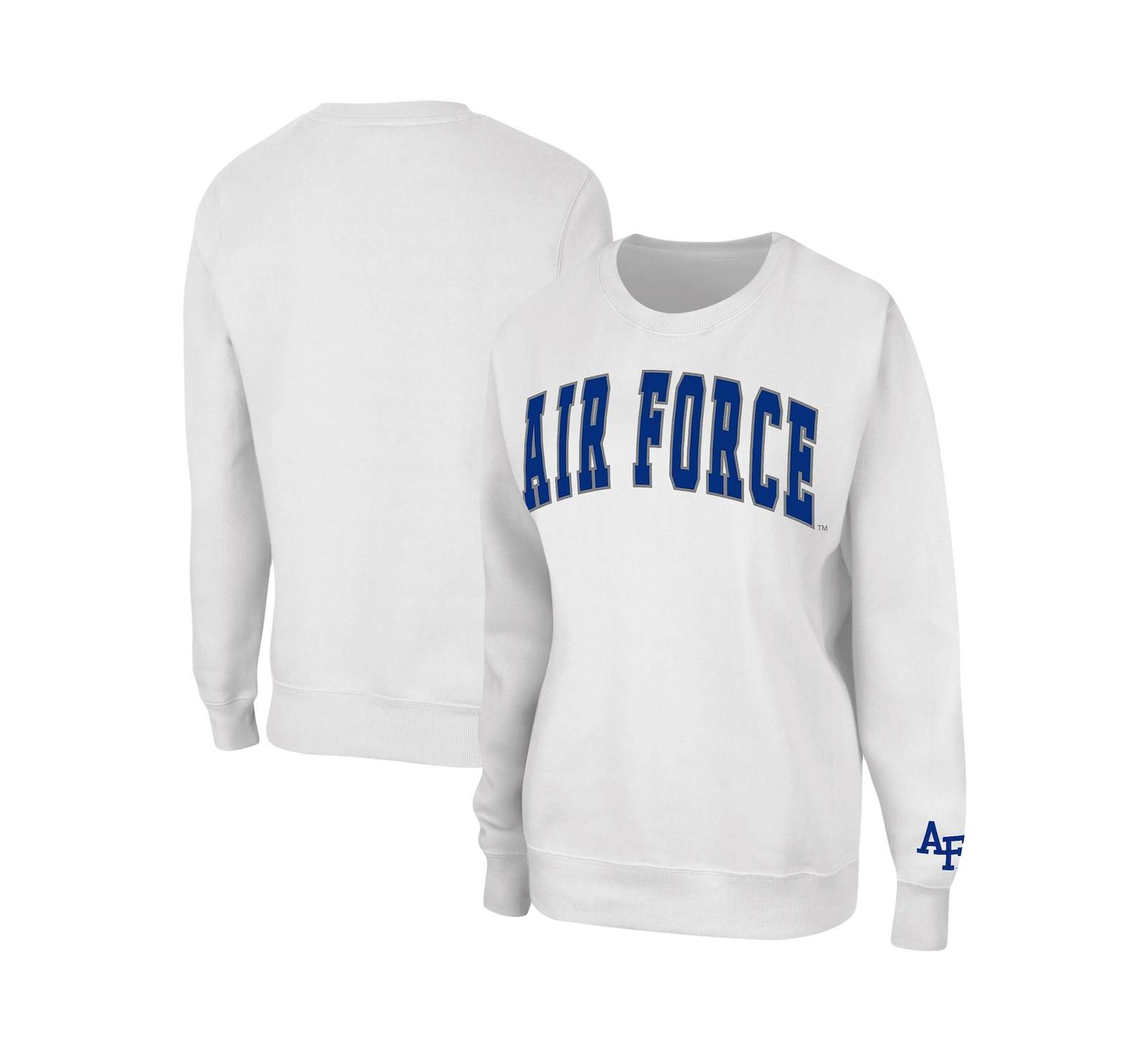 Women's Colosseum White Air Force Falcons Campanile Pullover Sweatshirt