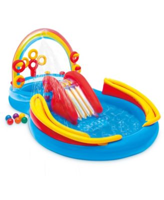 Intex 9.75 x 6.3 Foot Rainbow Slide Inflatable Pool and Water Slide Ring Center