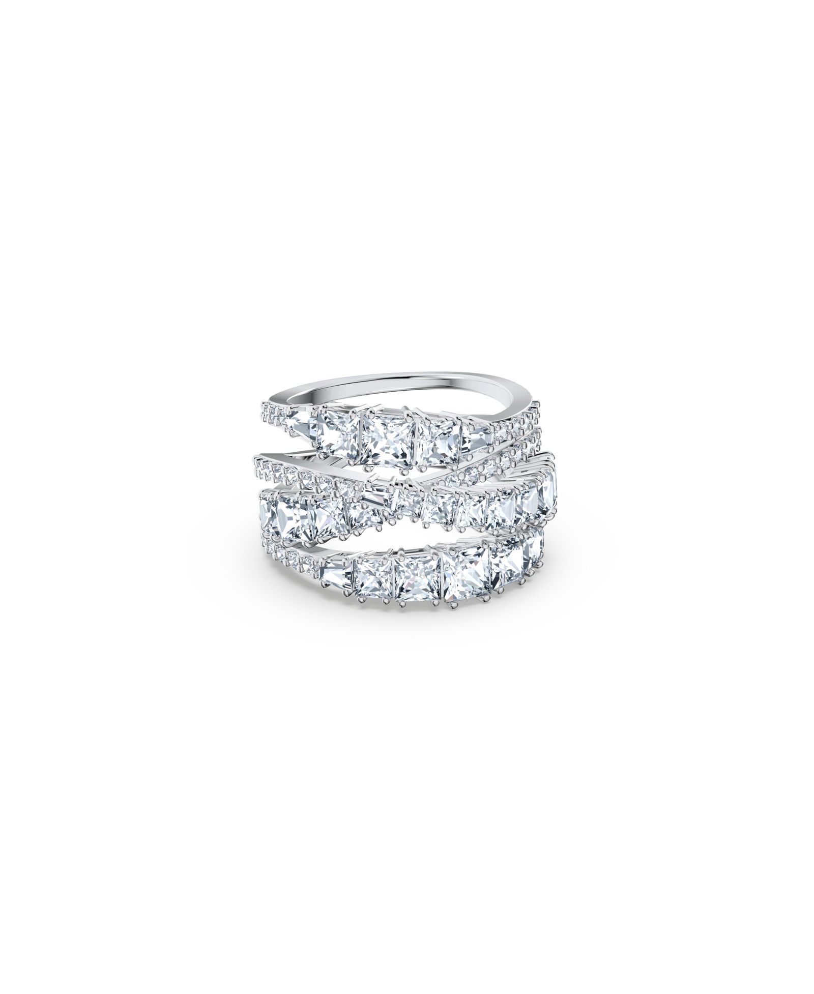 Swarovski Twist Wrap Rhodium Plated Ring