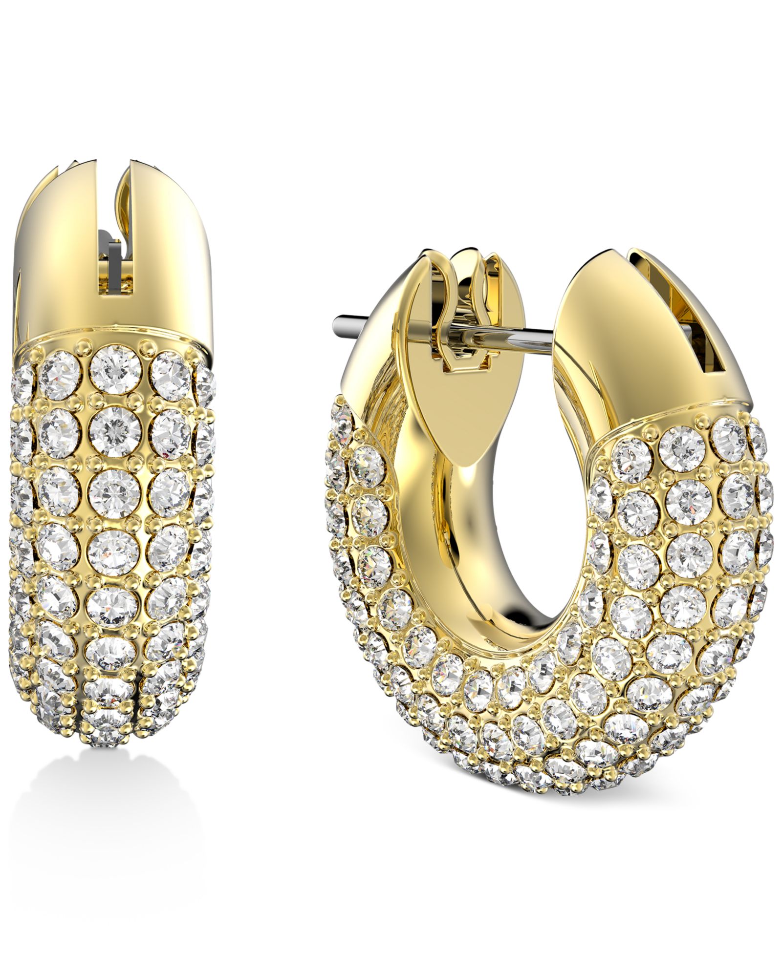 Swarovski Gold-Tone Pavé Crystal Dextera серьги-кольца, 0.62"