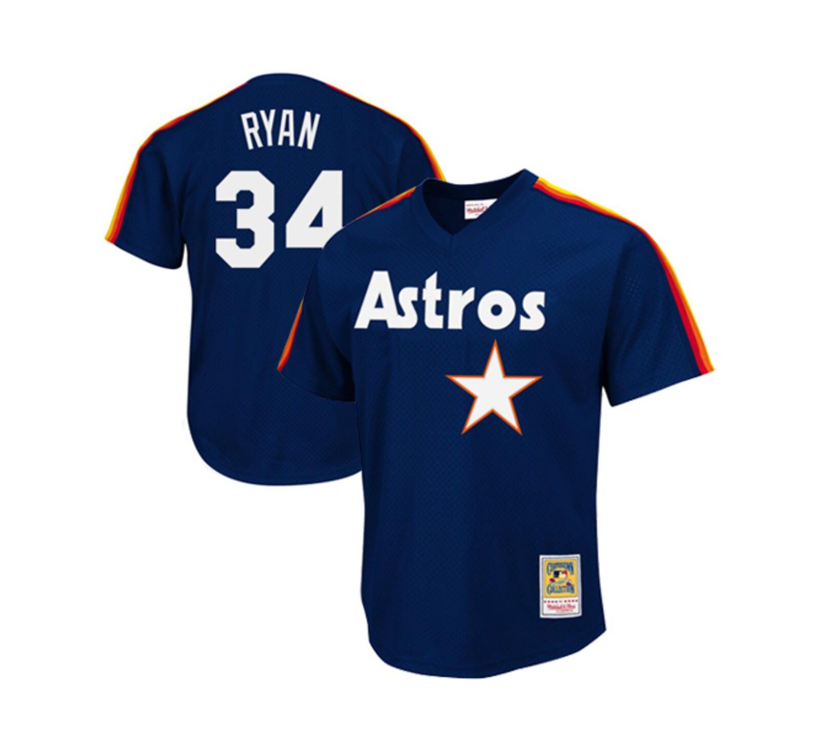 Мужская джерси Mitchell & Ness Nolan Ryan Navy Houston Astros Authentic Batting Practice