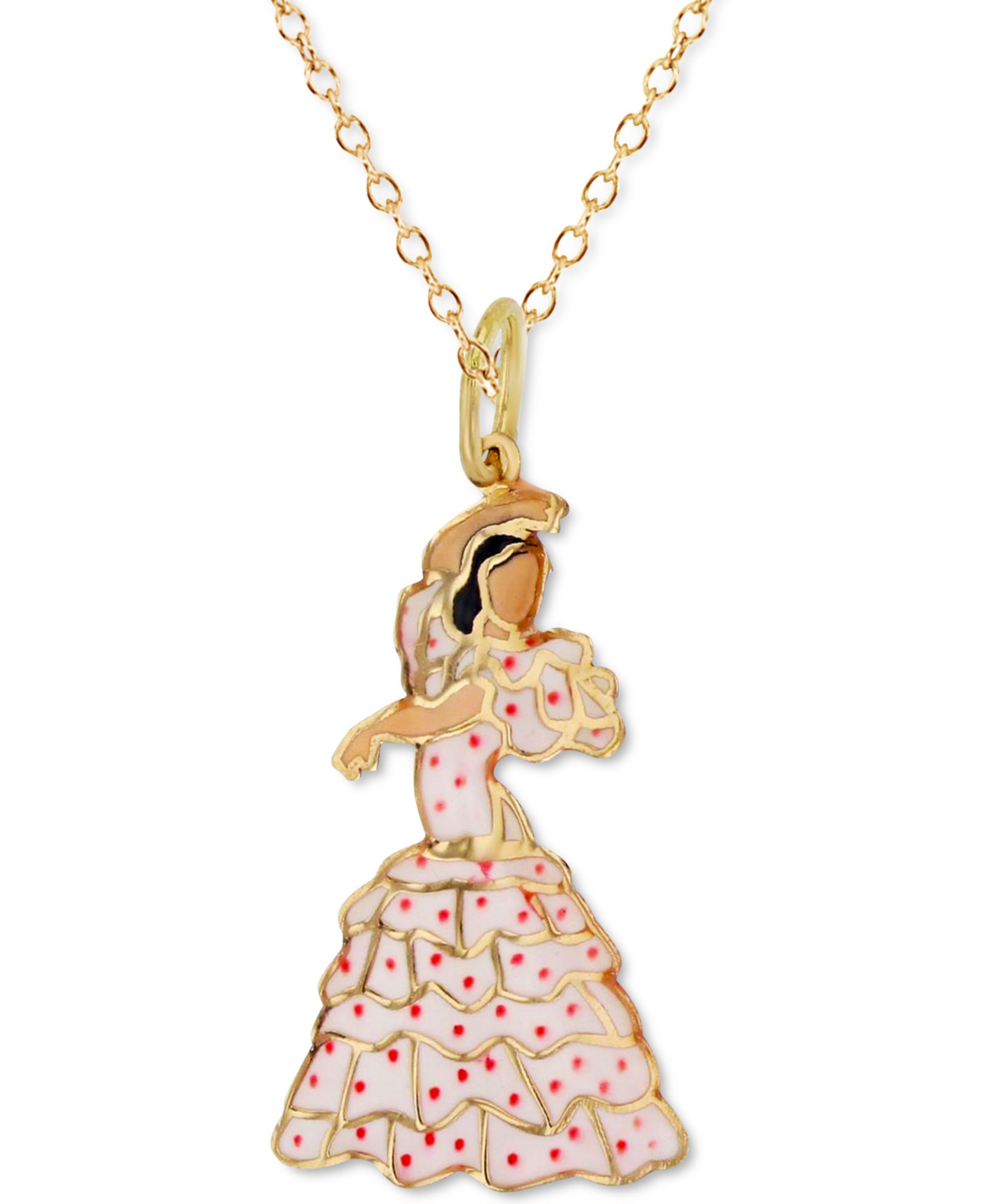 Подвеска-кулон Macy's Enamel Flamenco Dancer 18" в золоте 14k