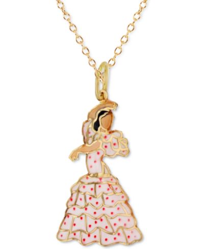 Подвеска-кулон Macy's Enamel Flamenco Dancer 18" в золоте 14k