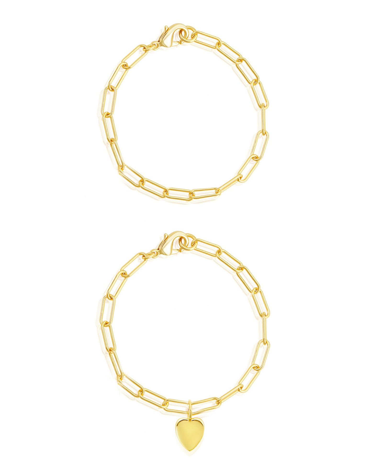 ADORNIA Heart Paper Clip Chain Bracelet Set