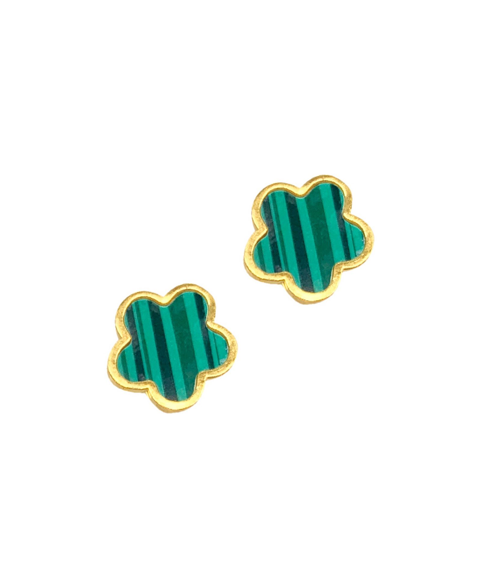 Серьги-гвоздики ADORNIA Green Mother Of Pearl Clover