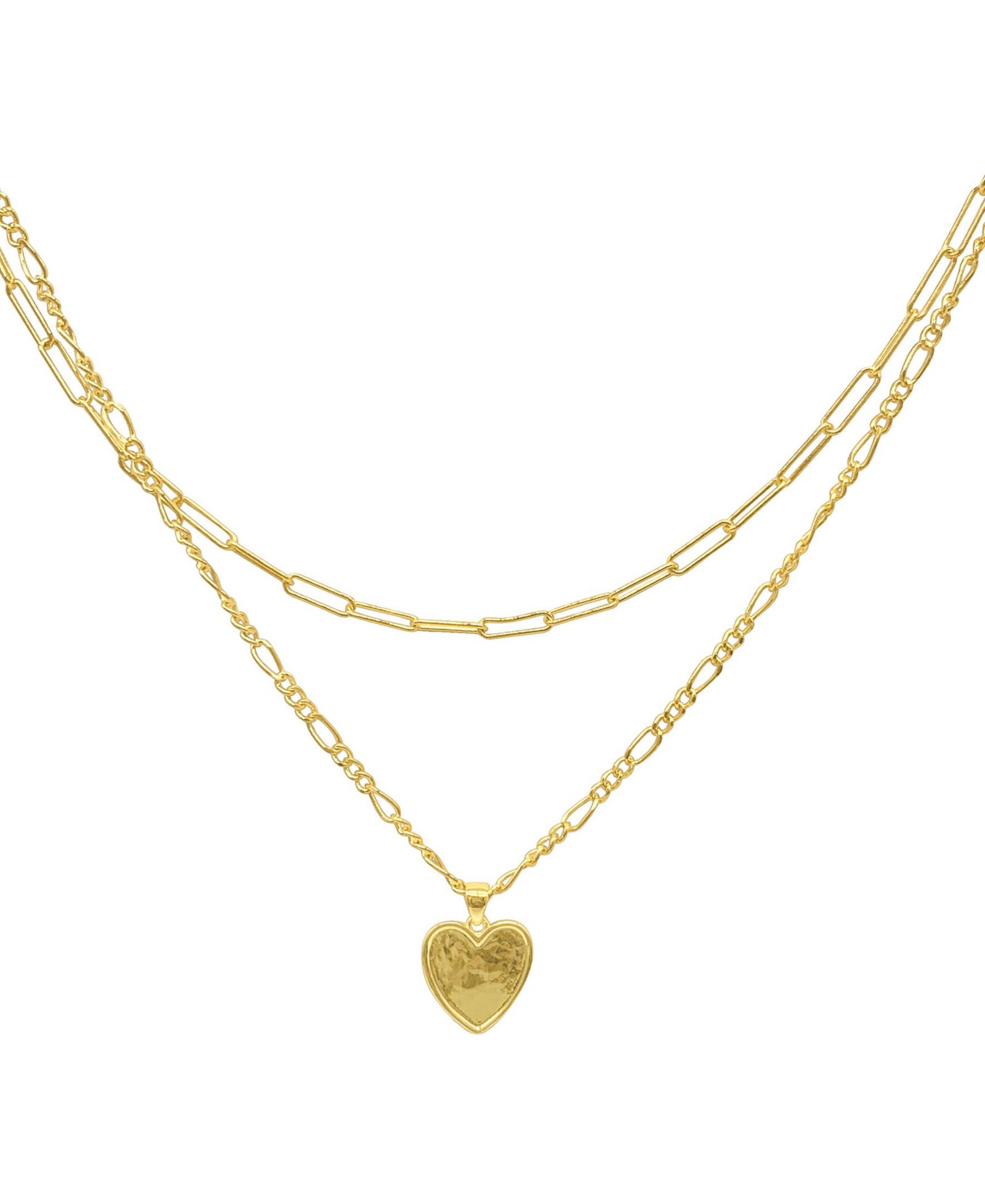 Набор ожерелий ADORNIA Paper Clip and Figaro Heart Chain Set Necklace