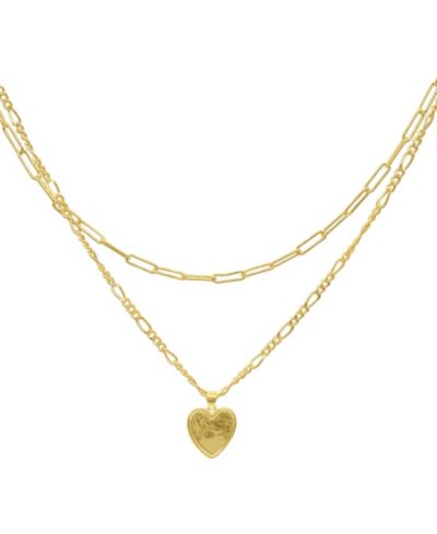 Набор ожерелий ADORNIA Paper Clip and Figaro Heart Chain Set Necklace