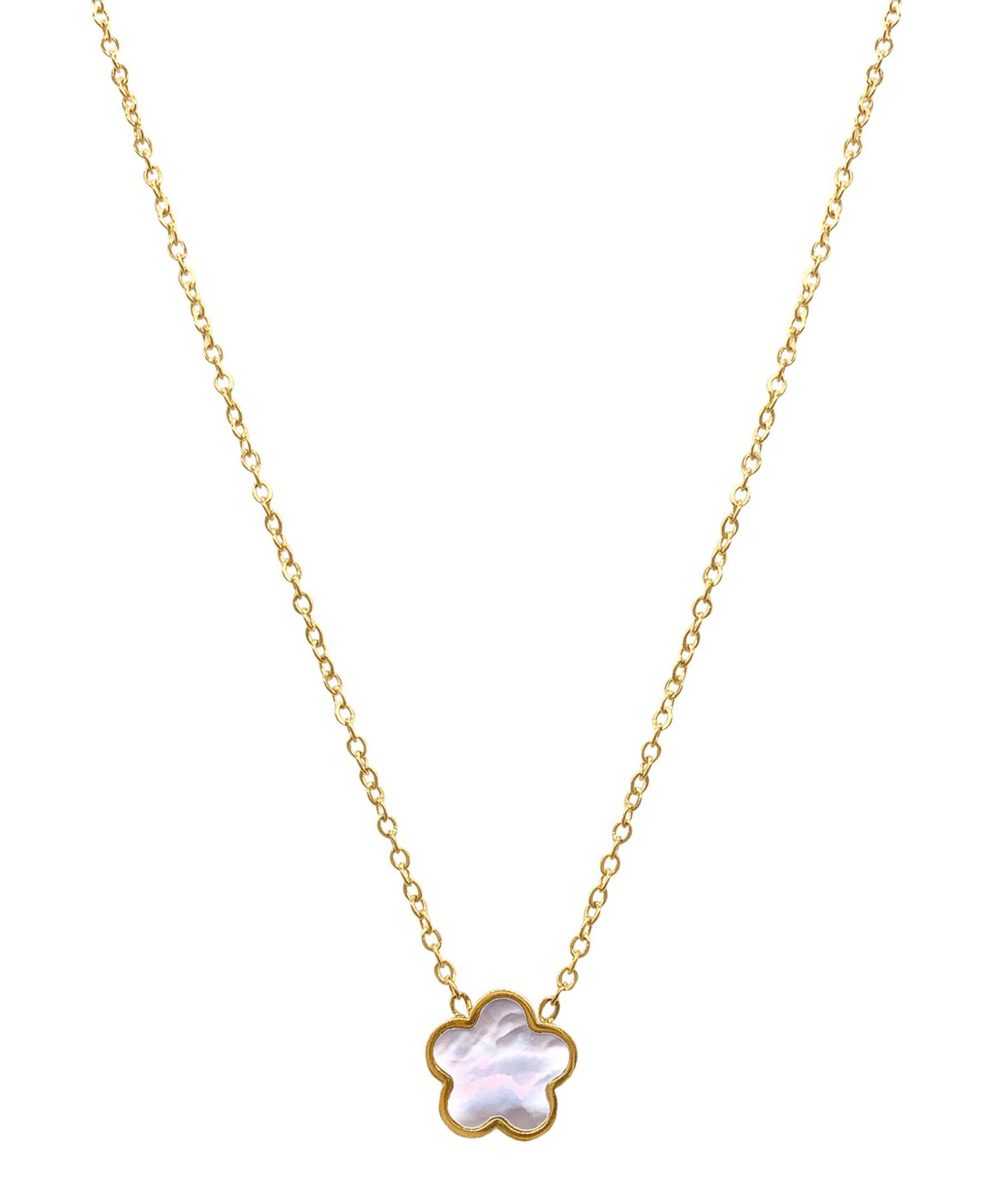 ADORNIA White Mother Of Pearl Clover Necklace