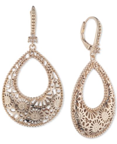 Marchesa серьги-подвески с позолотой Gold-Tone Domed Open Filigree