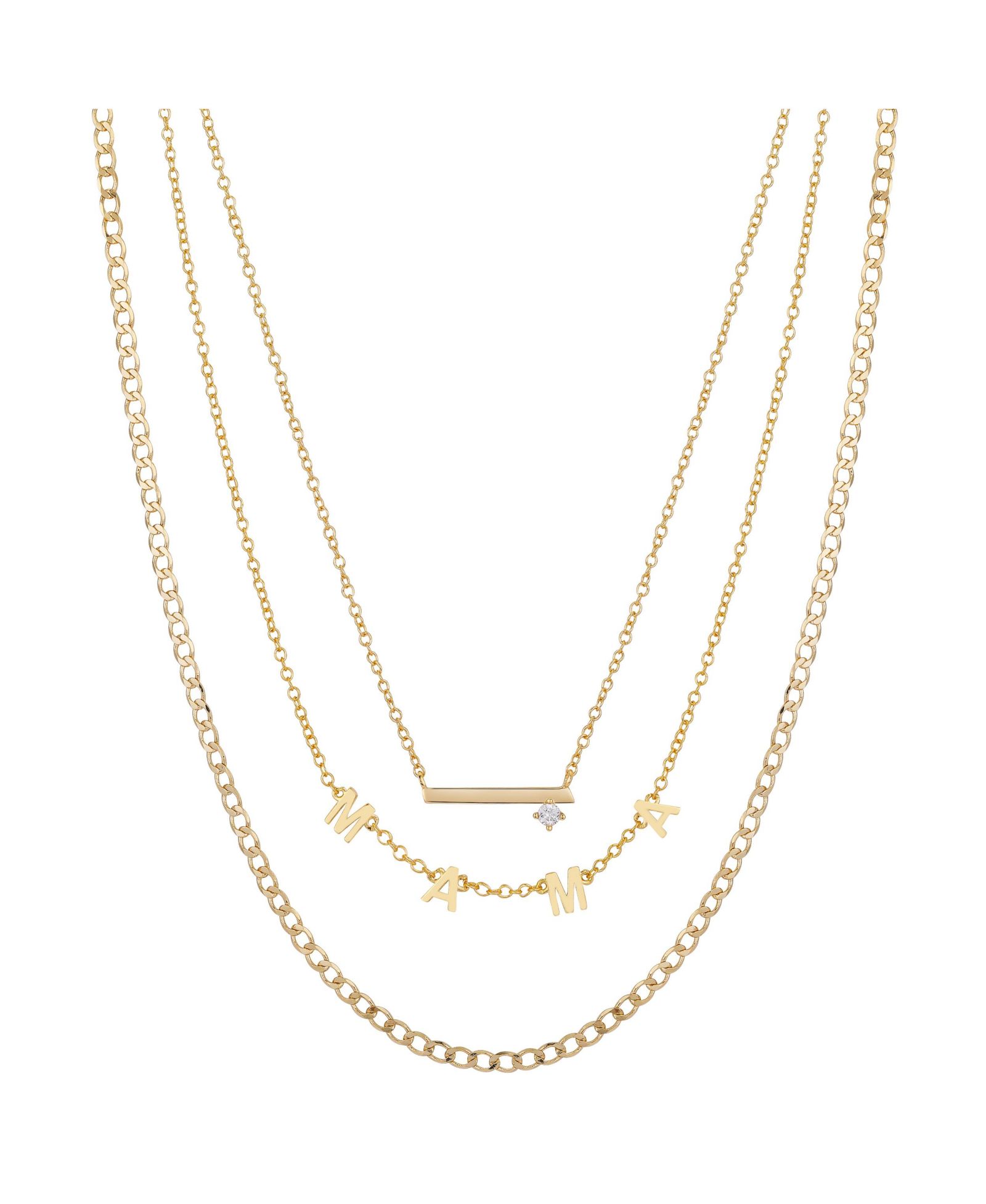 Многослойное ожерелье Unwritten Mama с кулоном из золота 14K и фианитов