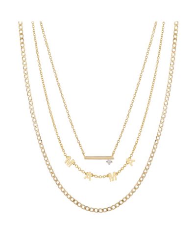 Многослойное ожерелье Unwritten Mama с кулоном из золота 14K и фианитов