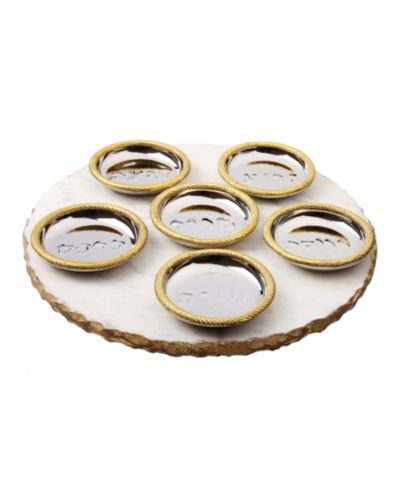 Classic Touch 11" Round Seder Tray with Bowls 7-Pc. Set