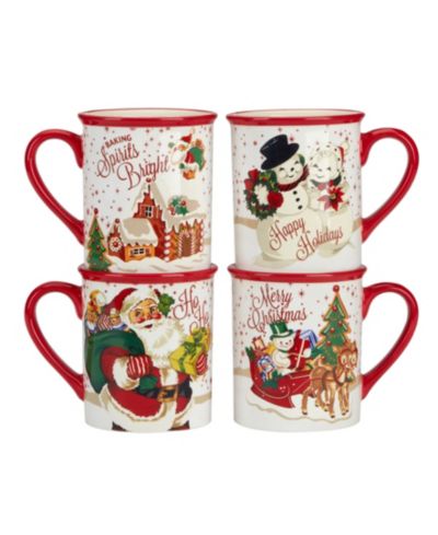 Certified International Набор из 4 рождественских кружек Santa's Retro Christmas