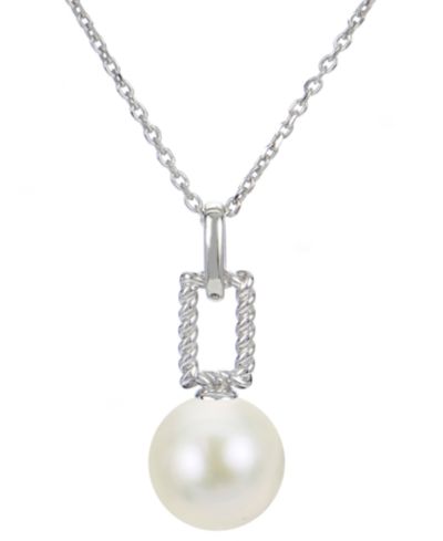 Подвеска-кулон Cultured Freshwater Pearl (9mm) Twist Square из стерлингового серебра, 16" + 2" удлинитель
