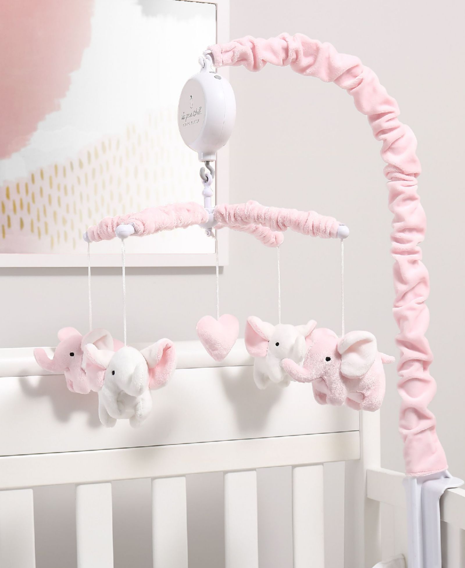 The Peanutshell Музыкальная мобиль для детской кроватки Pink Elephant