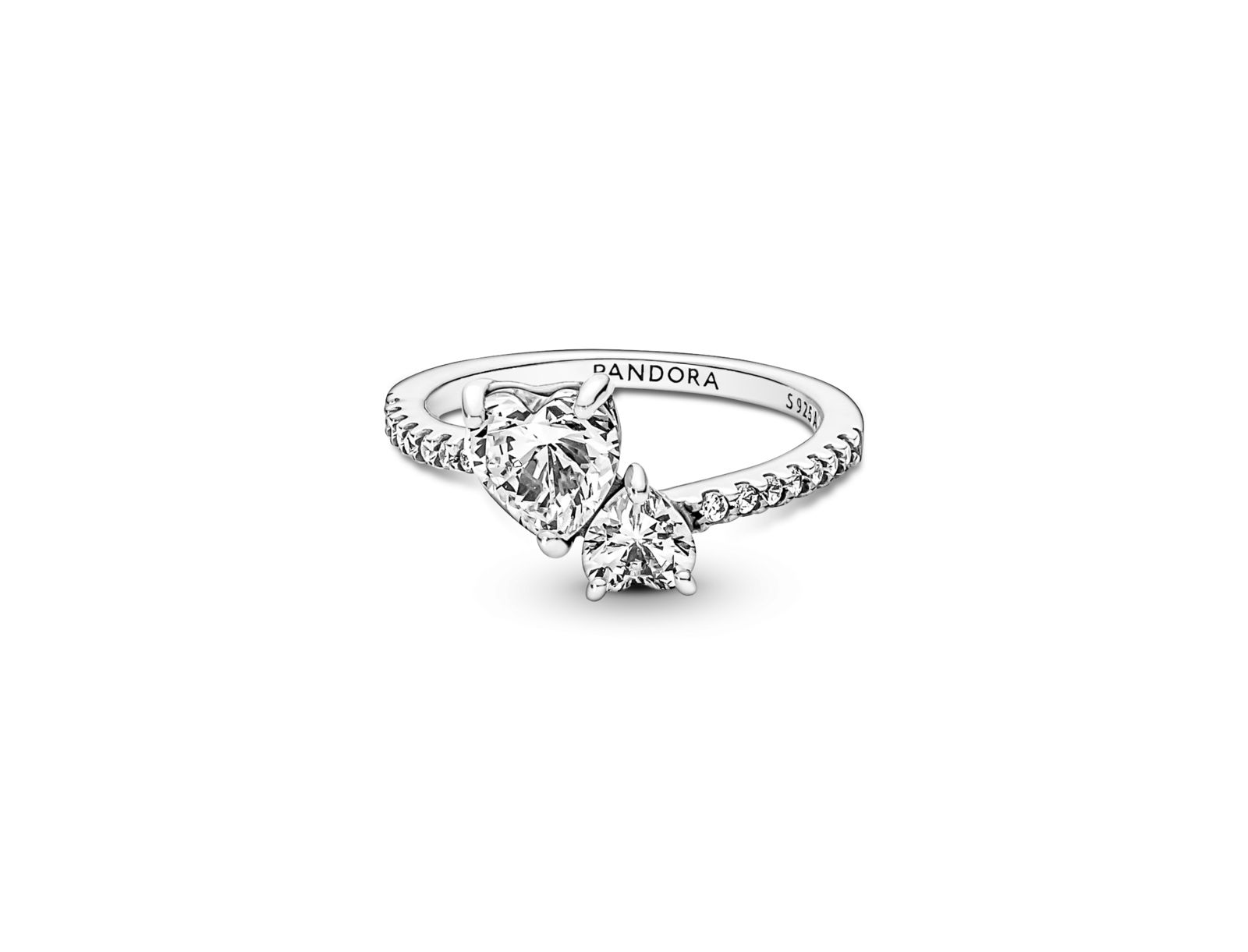 Pandora Cubic Zirconia Timeless Double Heart Sparkling Ring, кольцо