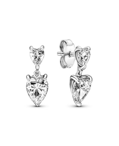 Серьги-гвоздики Pandora Double Heart Sparkling