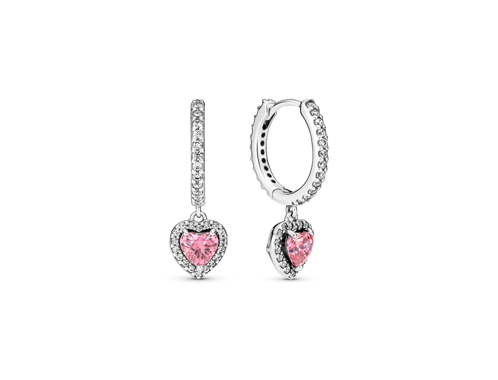 Серьги-кольца Pandora Sterling Silver Sparkling Halo Heart