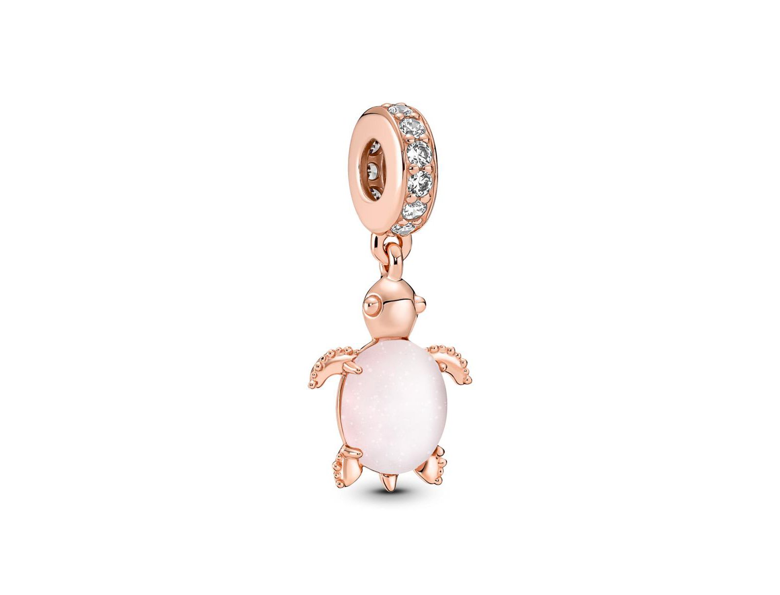 Pandora Cubic Zirconia Murano Glass Pink Sea Turtle Dangle Charm