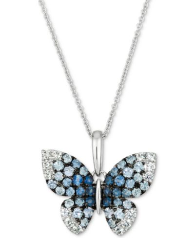 Подвеска-бабочка Le Vian® Denim Ombré & White Sapphire в золоте 14k White Gold, 18" + 2" extender