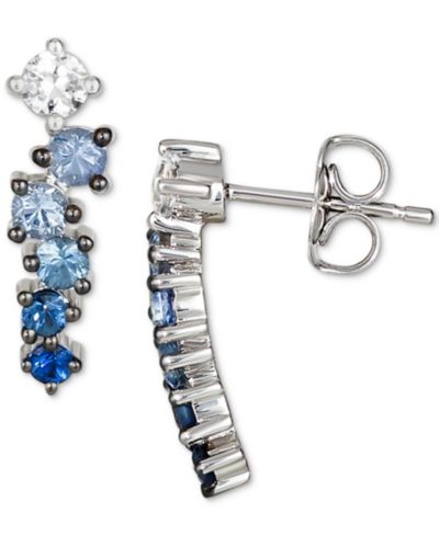 Le Vian® Denim Ombré (5/8 ct. t.w.) & White Sapphire (1/5 ct. t.w.) Stud Earrings in 14k White Gold