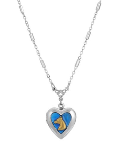 Кулон-медальон в форме сердца 2028 Blue Enamel Heart-Shaped Horse