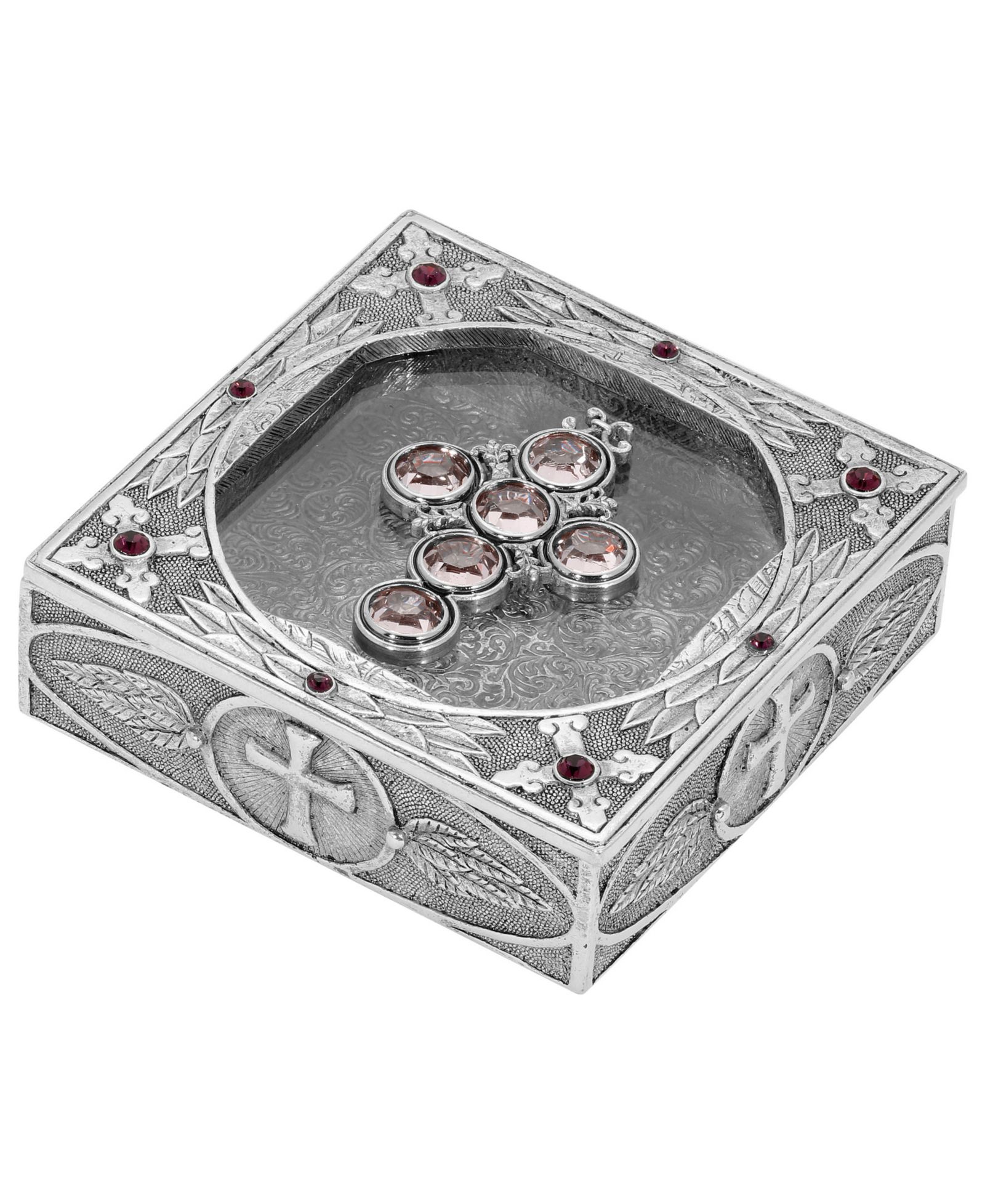 2028 Women's Pewter Cross Rosary Box