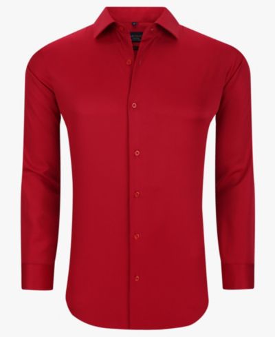 Suslo Couture Men's Solid Slim Fit Wrinkle Free Stretch Long Sleeve Button Down Shirt