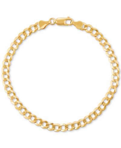 Мужской браслет Macy's Concave Curb Link из позолоченного стерлингового серебра, 14k Gold-Plated