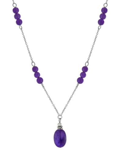 Giani Bernini Rose Quartz Bead 18" Pendant Necklace (5 ct. t.w.) in Sterling Silver, Created for Macy's