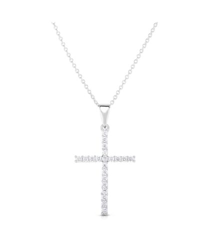 Подвеска Cross из кубического циркона, серебристое напыление или Rose Gold