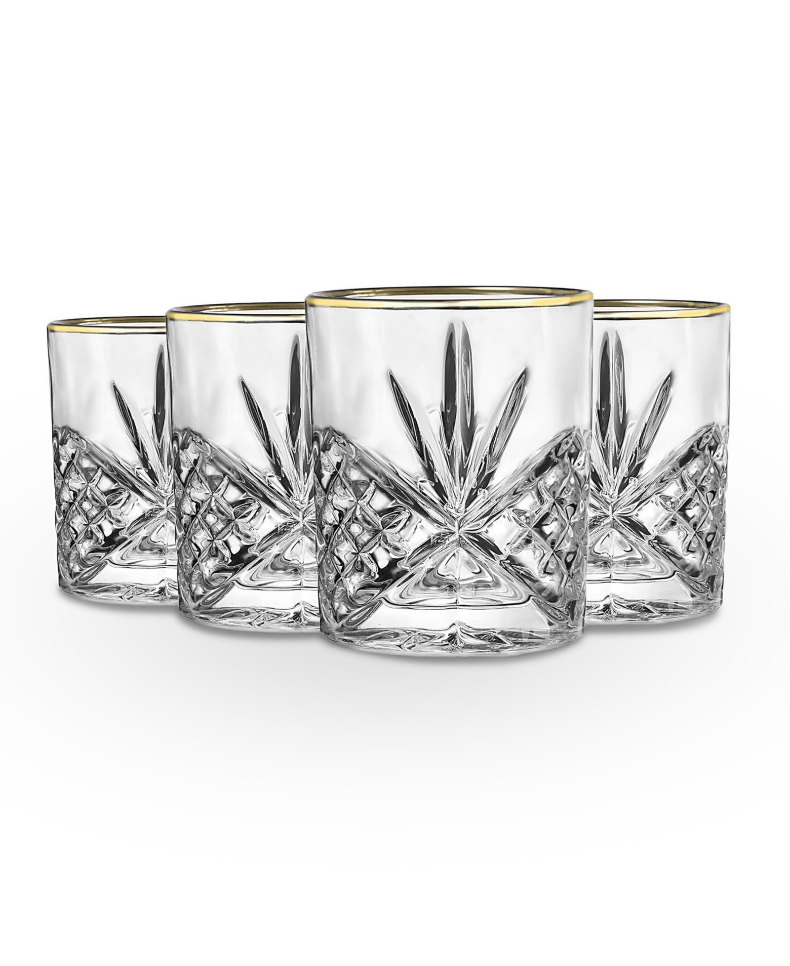 Godinger Dublin Platinum Double Old Fashioned Glasses, Set of 4