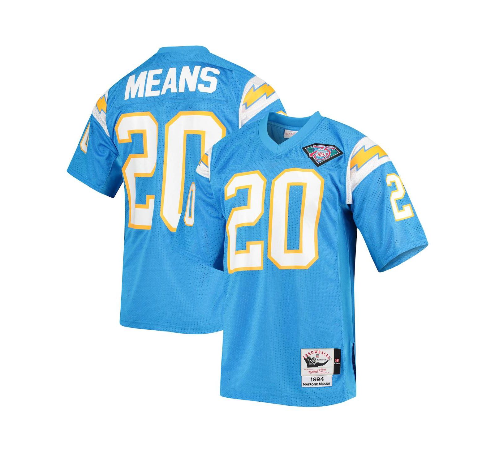 Мужская джерси Mitchell & Ness Natrone Means Los Angeles Chargers Authentic Retired Player