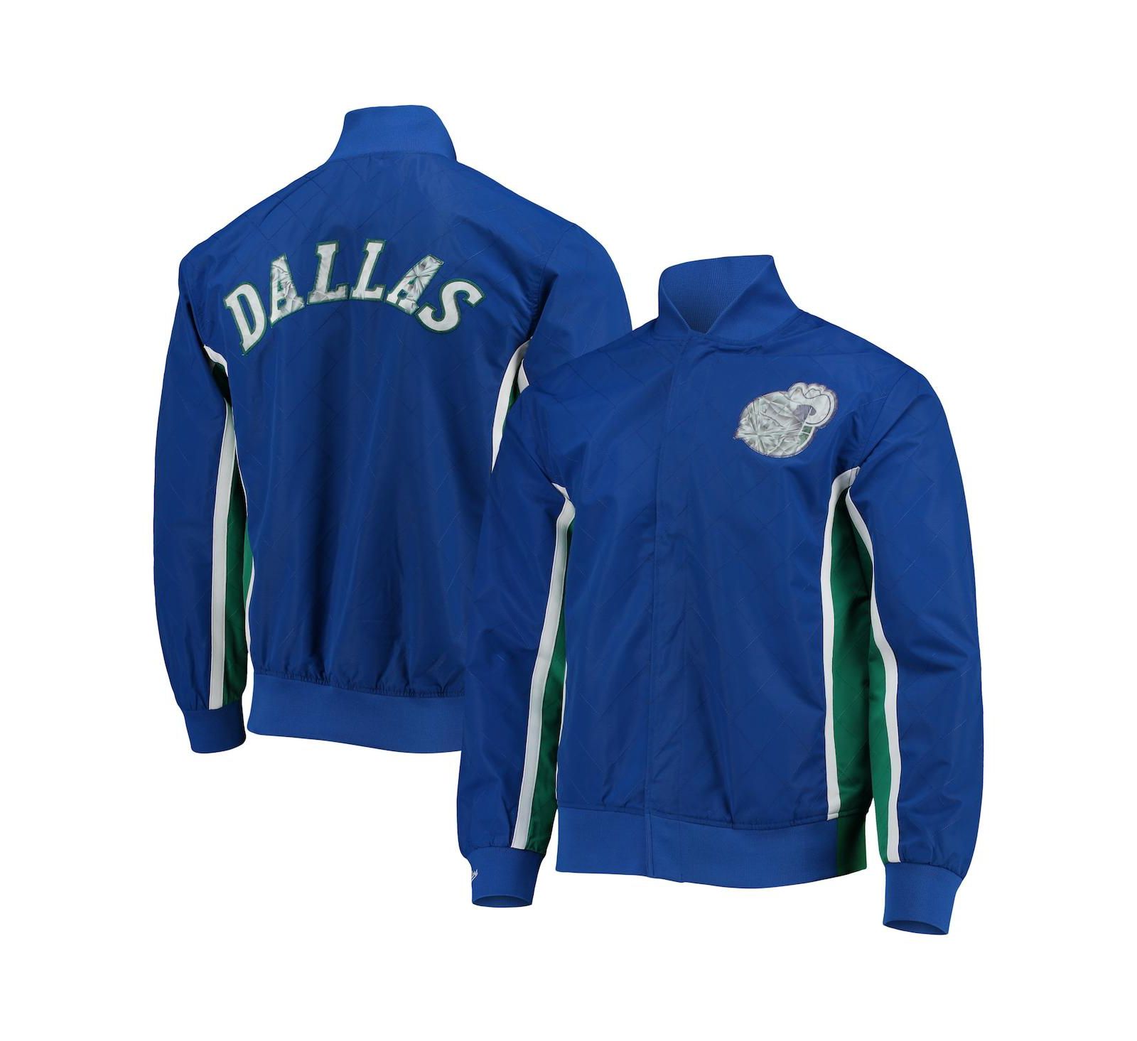 Мужская куртка Mitchell & Ness Dallas Mavericks Blue Hardwood Classics 75th Anniversary Authentic Warmup на кнопках
