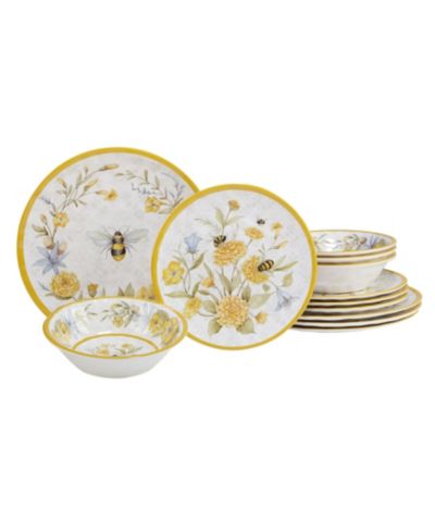 Certified International Bee Sweet Melamine 12 Pc. Dinnerware Set, Service for 4
