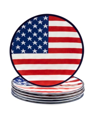 Certified International Stars & Stripes Melamine Plates, Set of 6