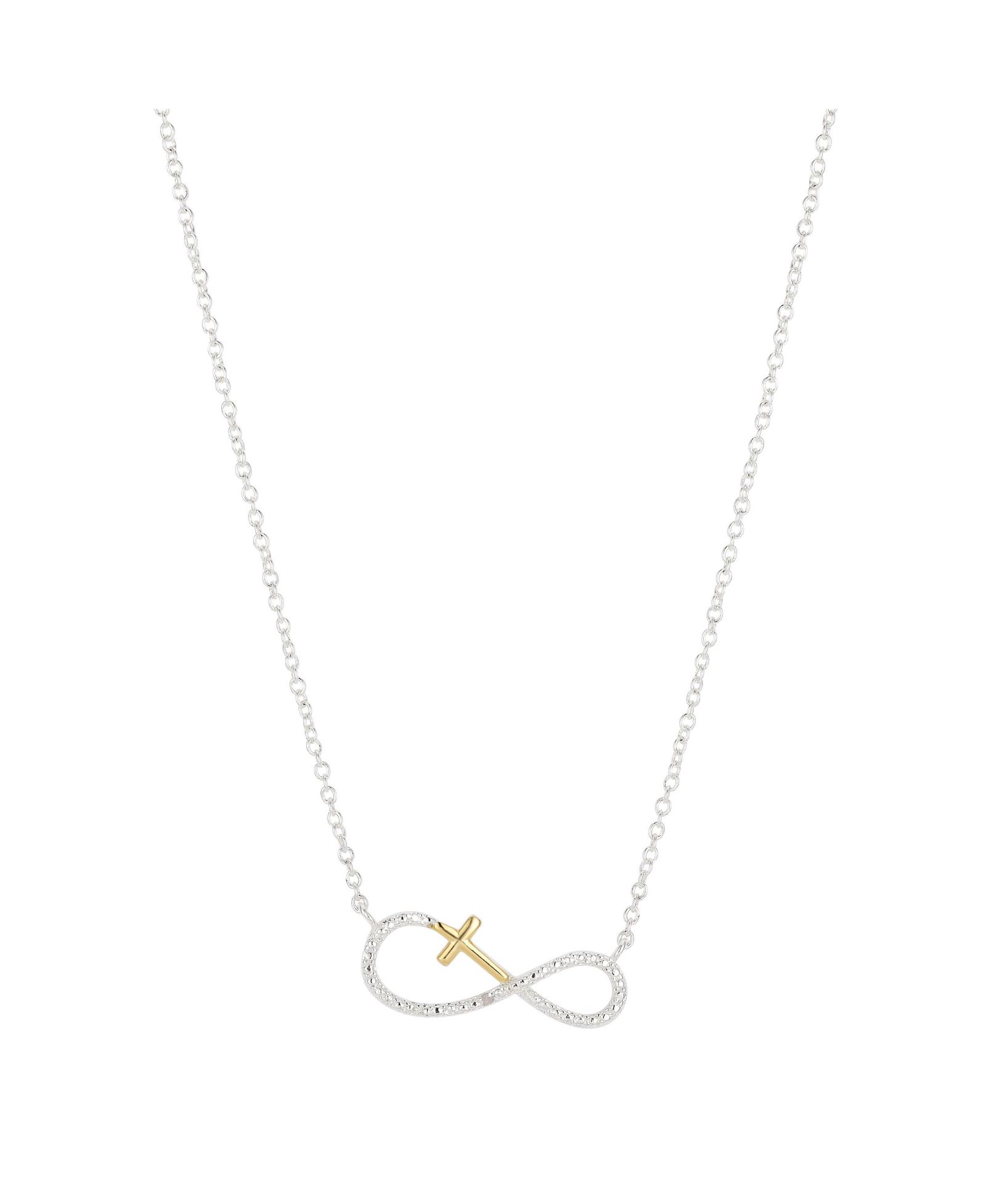 Unwritten 14K Gold Flash Plated Cubic Zirconia Cross Infinity Pendant Necklace