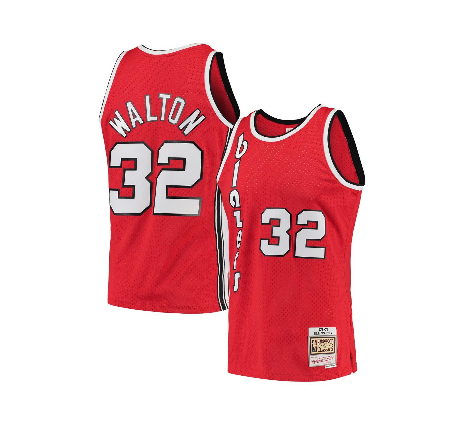 Мужская джерси Bill Walton Red Portland Trail Blazers 1976-77 Hardwood Classics Swingman Player