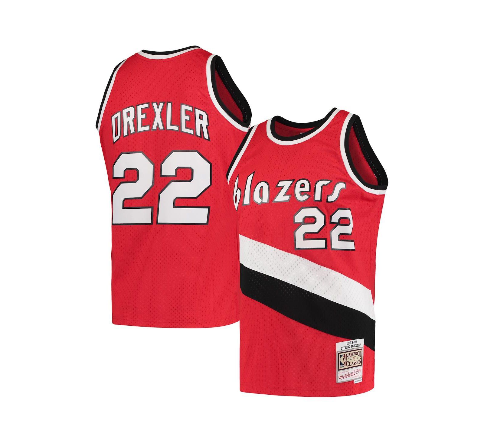 Мужская джерси Mitchell & Ness Clyde Drexler Red Portland Trail Blazers Hardwood Classics 1983-84 Swingman