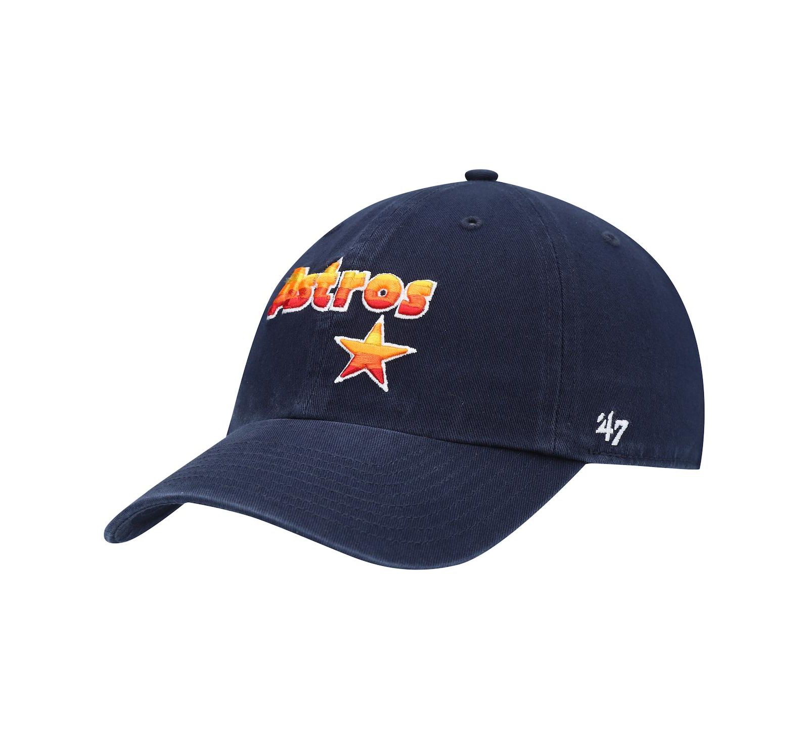 Men's Navy Houston Astros Logo Cooperstown Collection Clean Up Adjustable Hat