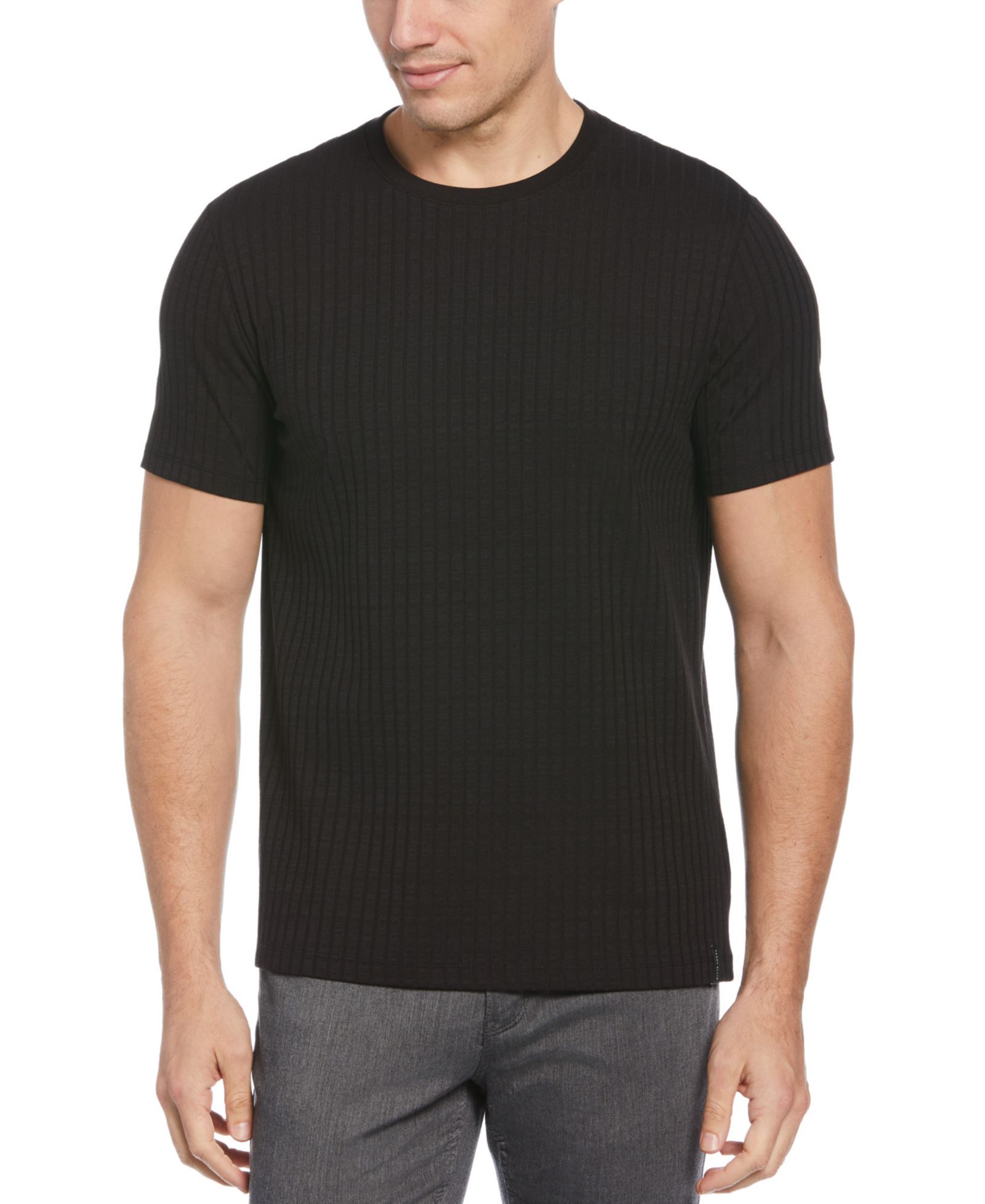 Perry Ellis Men's Rib Knit Crew Neck T-Shirt