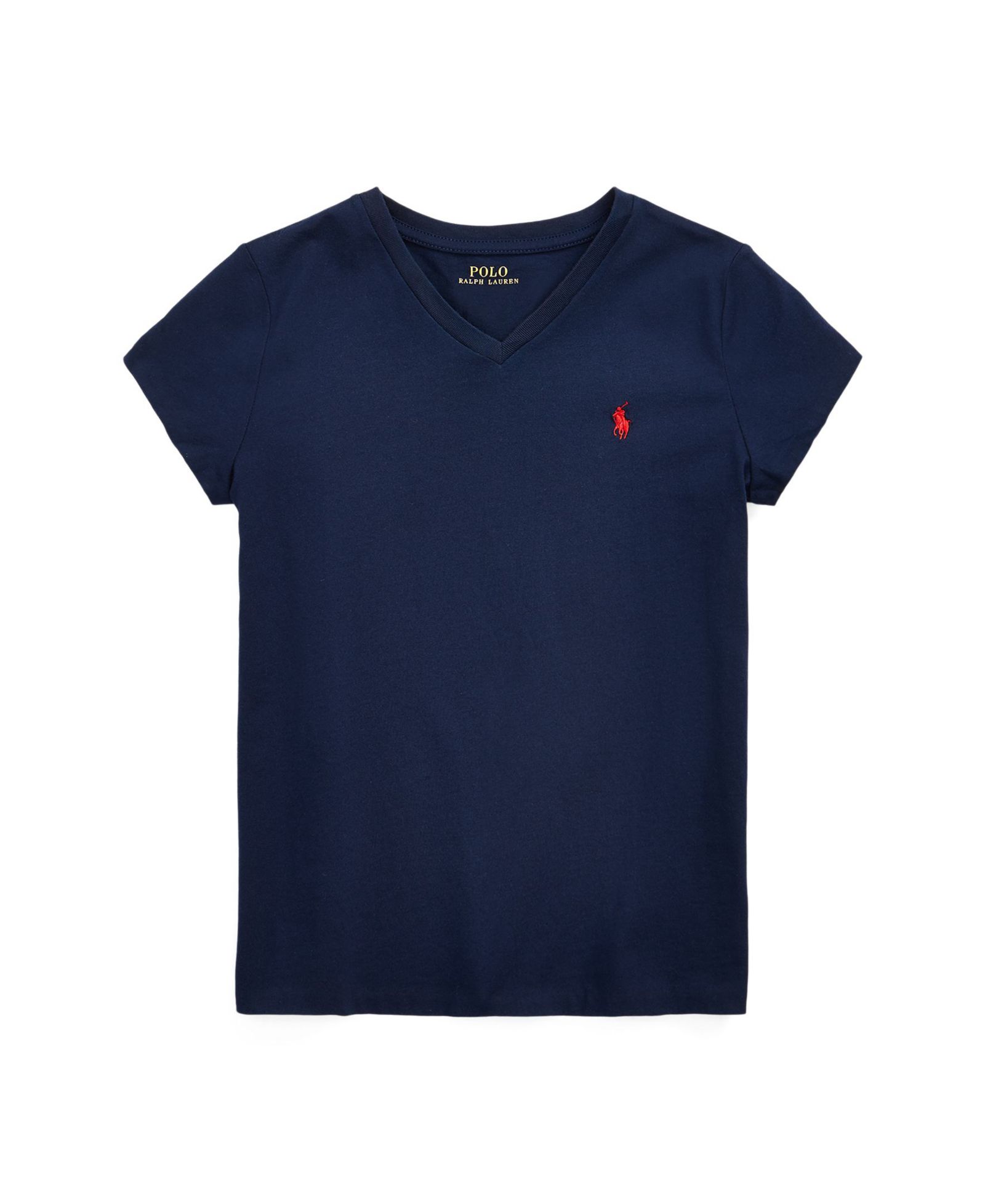 Polo Ralph Lauren футболка с V-образным вырезом из хлопкового джерси для девочек старшего возраста