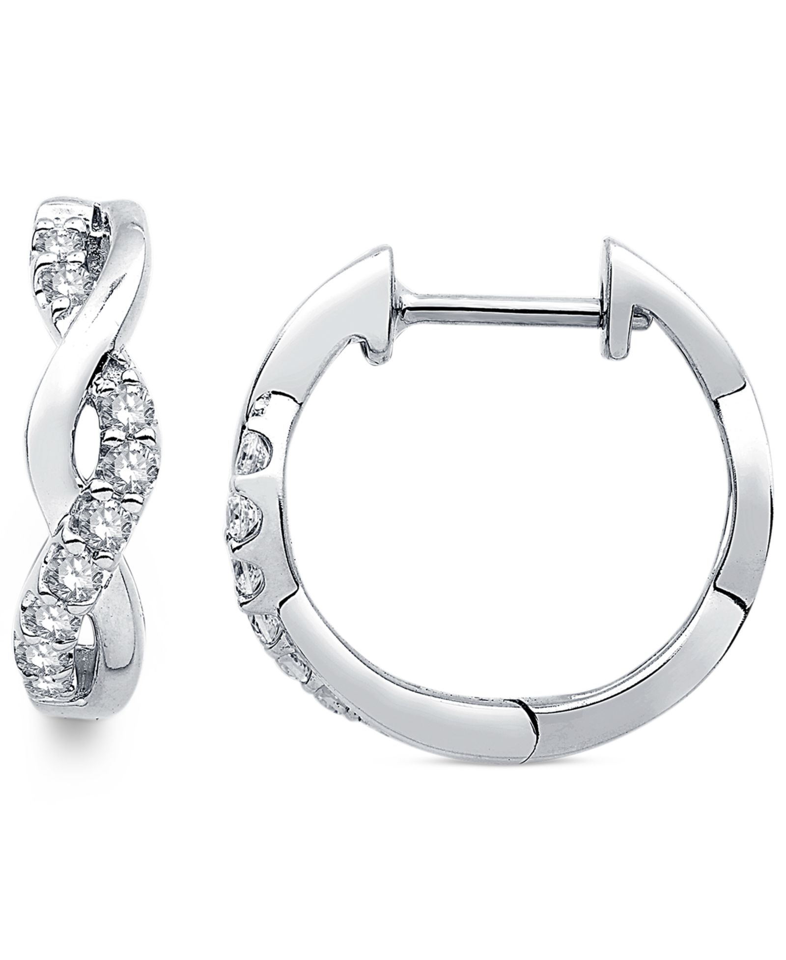 Серьги-кольца Diamond Twist (1/5 ct. t.w.) в белом золоте 14k