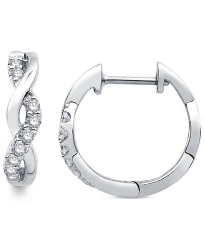 Серьги-кольца Diamond Twist (1/5 ct. t.w.) в белом золоте 14k